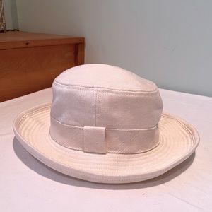 Authentic vintage Hermes Motsch white linen hat